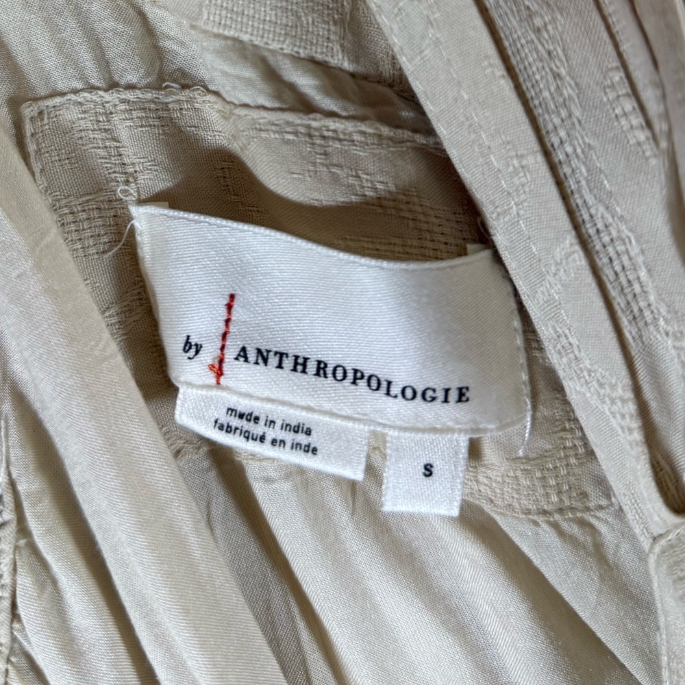 Anthropologie felicity embroidered maxi dress oatmeal and Orange S M - Picture 10 of 11